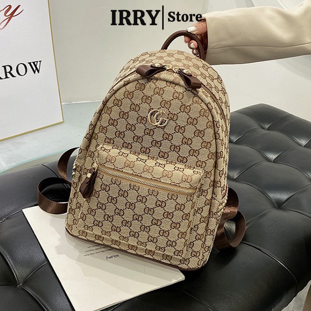 Balo da nam nữ lv đi học đẹp IRRY cặp đi học nam nữ thời trang dễ thương phong cách đeo vai unisex