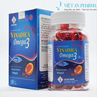 Dầu Gấc Tinh Khiết Và Omega 3, Tăng Cường Dưỡng Chất, Phát Triển Cho Não Bộ, VINADICA OMEGA 3, Lọ 100 viên, vietanpharma