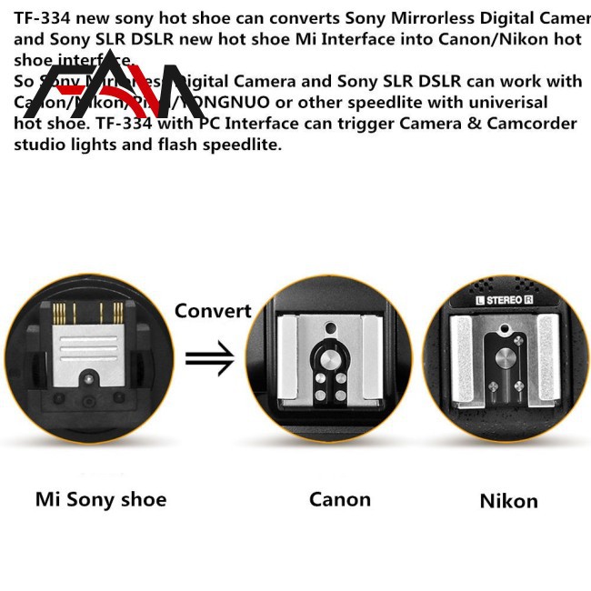 SONY CANON YONGNUO Đầu Chuyển Đổi Đèn Flash Tf-334 Cho Máy Ảnh Sony Mi A7 A7Rii A7Ii