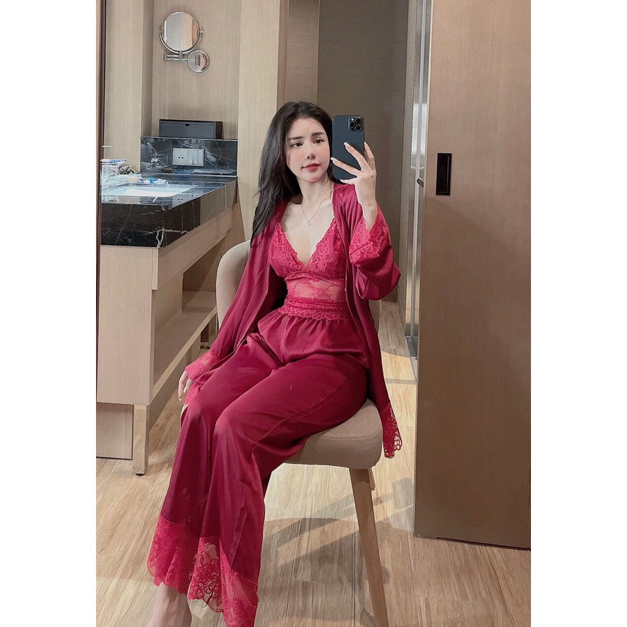 Đồ mặc nhà 2 dây Sexy lụa satin - latin Siêu Mát ĐB104