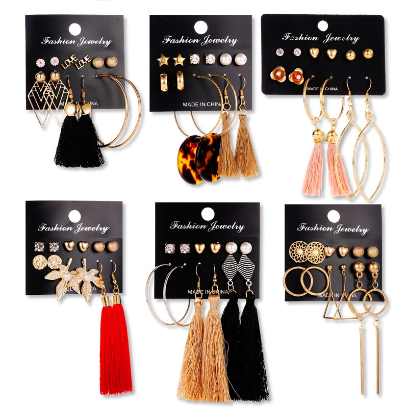 Set 12 Khuyên Tai Phong Cách Bohemian Cổ Điển Dành Cho Nữ