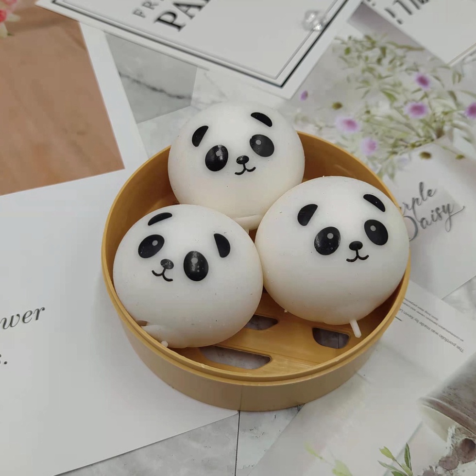 3 chiếc bánh bao màn thầu squyshi bánh chưng mềm mại hộp heo trắng thỏ hồng xinh xắn đáng yêu