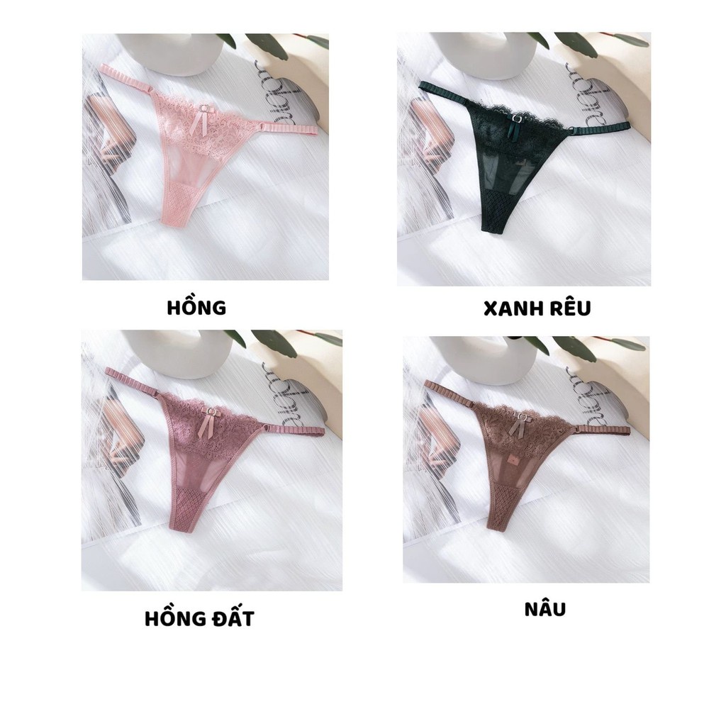 Quần Lót Lọt Khe Sexy - Quần Lót Ren Lọt Khe chun hông phối nơ điệu đà quyến rũ mã Ren8033