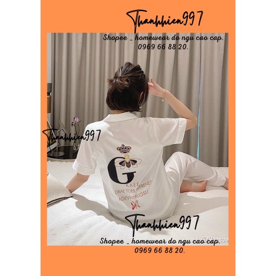 PIJAMA CỘC DÀI CON ONG  LỤA CAO CẤP QUẢNG CHÂU