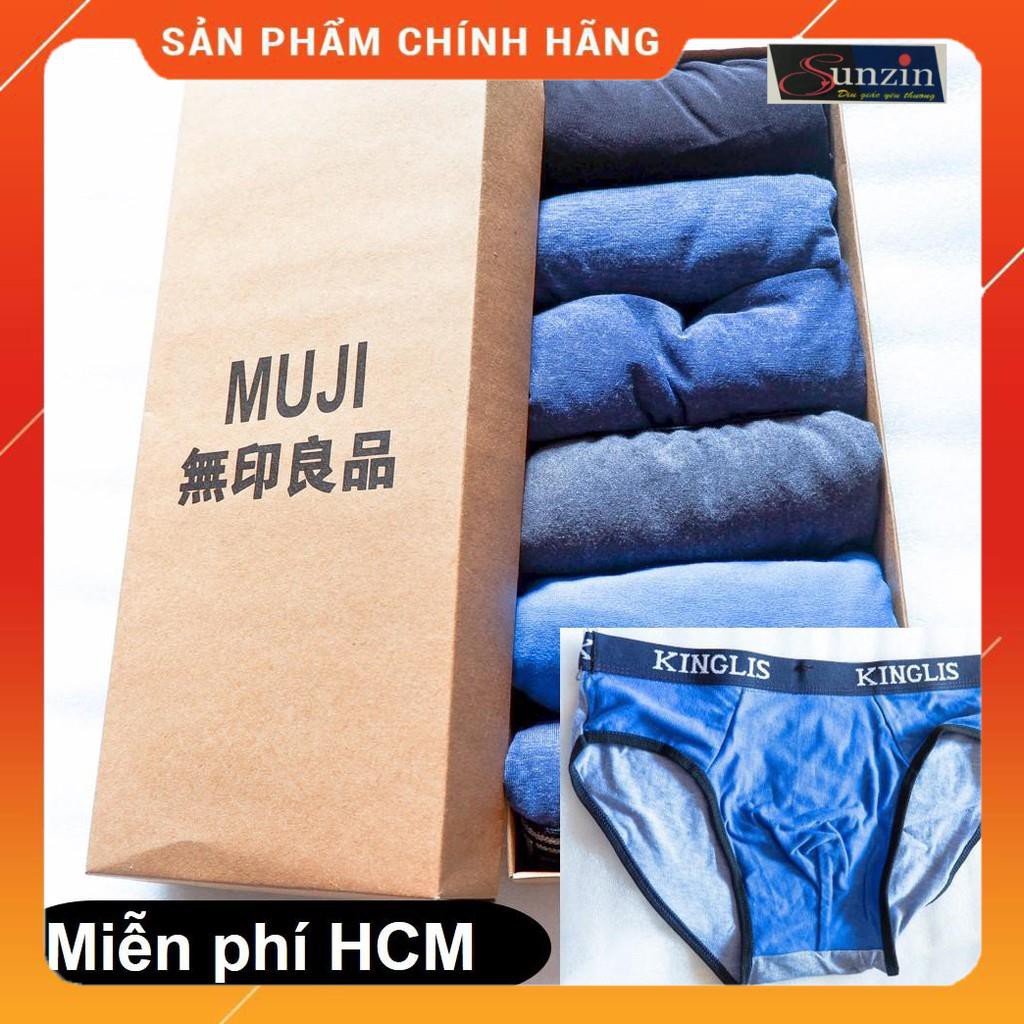 HCM - HỘP QUÀ TẶNG 6 Quần lót tam giác Muji 35k - Loại cạp lớn 95% cotton - Quần sì nam 35k /