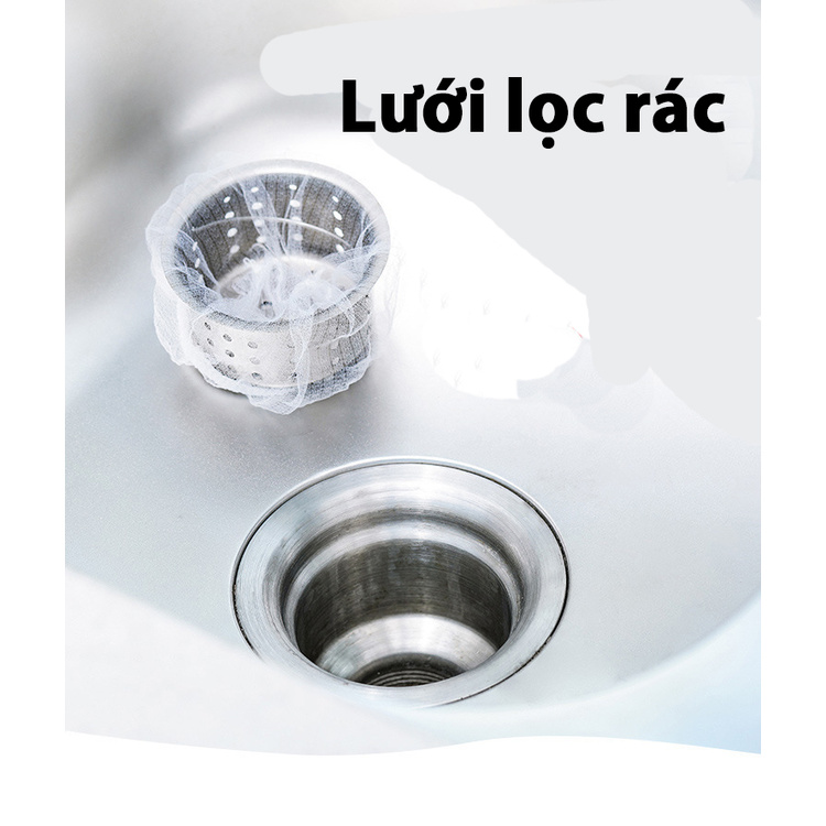 100 Túi Lọc Rác Bồn Rửa Chén Bát - Túi Lưới Vải Tự Phân Huỷ Có Chun Miệng Túi - Siêu Rẻ TLR01