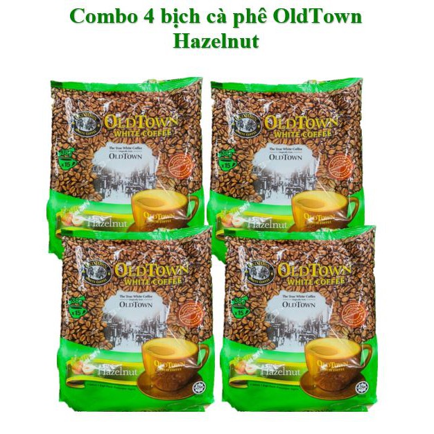 Combo 4 bịch cà phê trắng Oldtown hazelnut