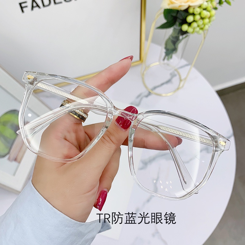 Mắt kính hình đa giác màu đen TR90 có độ từ 1.0- 6.0 chống ánh sáng xanh thiết kế thời trang/mắt kính cận/kính thời trang nữ nam