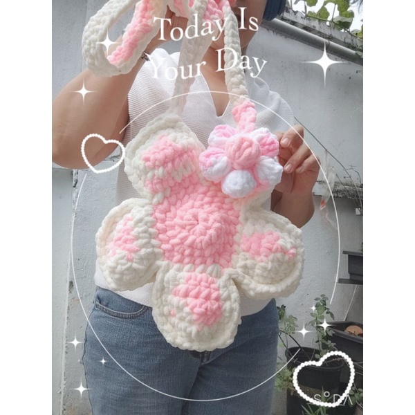 Túi Len Hoa Cúc - Bloom Flower Bag handmade - tặng kèm charm tùy chọn