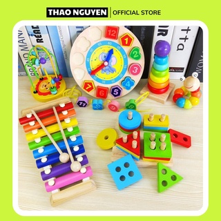 Bộ đồ chơi gỗ gồm combo 6 món đồ chơi bằng gỗ giúp phát triển thông minh cho bé