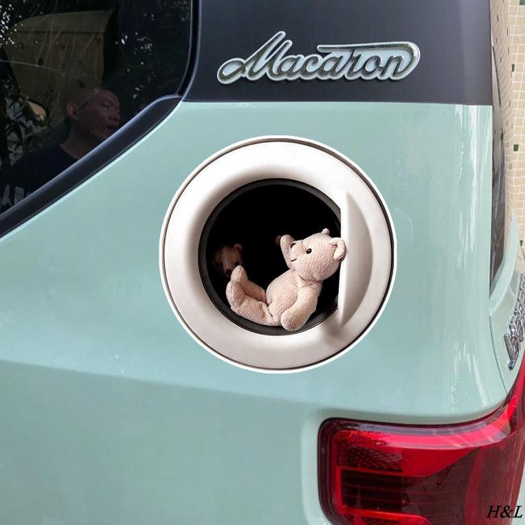 Miếng Dán Trang Trí Bình Xăng Xe Hơi / Mô Tô Hình Gấu Dễ Thương