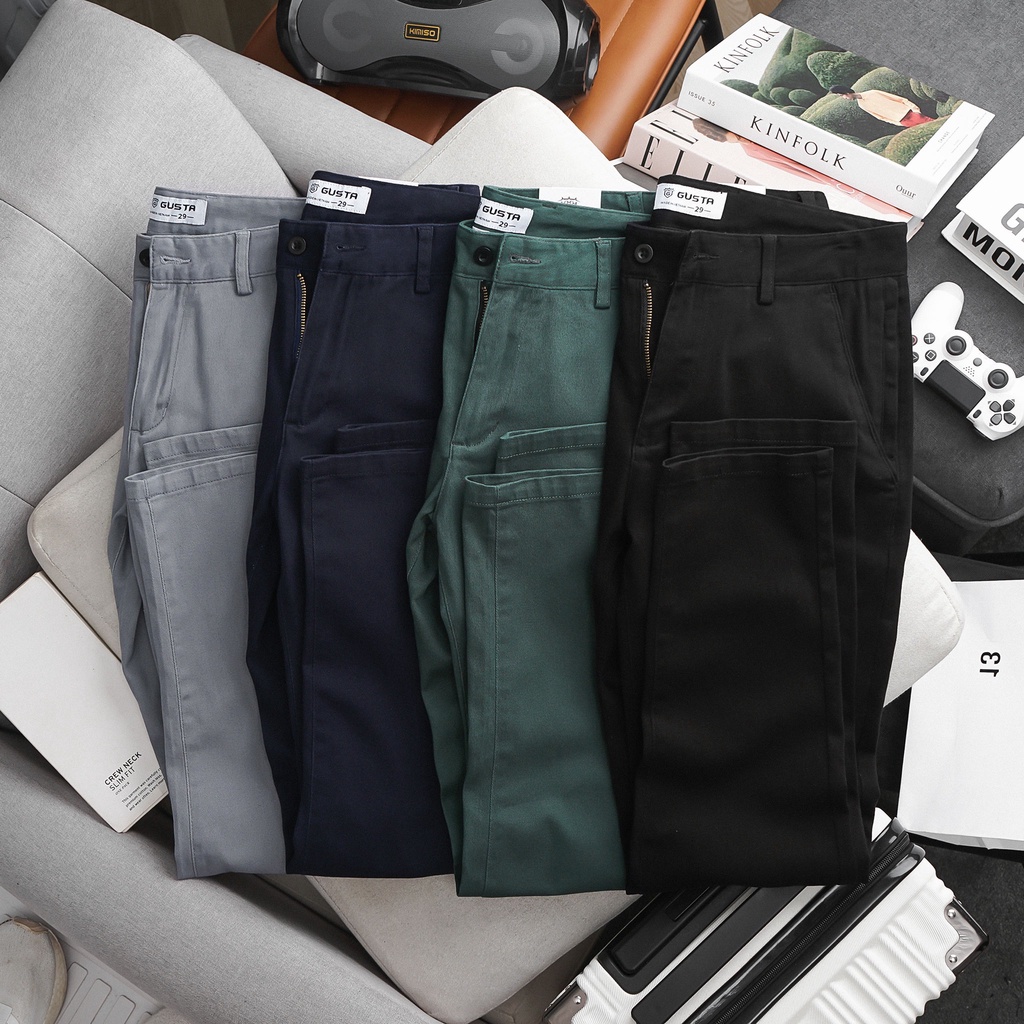 Quần Kaki Nam Gusta chất cotton co giãn thoải mái form slim fit phong cách công sở - KA02a