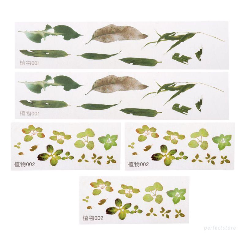 Bộ 5 miếng hình dán hình chiếc lá 3D kiểu sơn màu nước dành cho tranh vẽ/ trang sức nhựa resin/ bể cá vàng