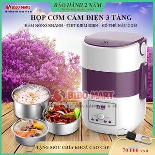 Hộp cơm cắm điện văn phòng 2 tầng 3 khay inox có chức năng giữ nhiệt, hâm đóng và tự nấu chín thức ăn đa năng