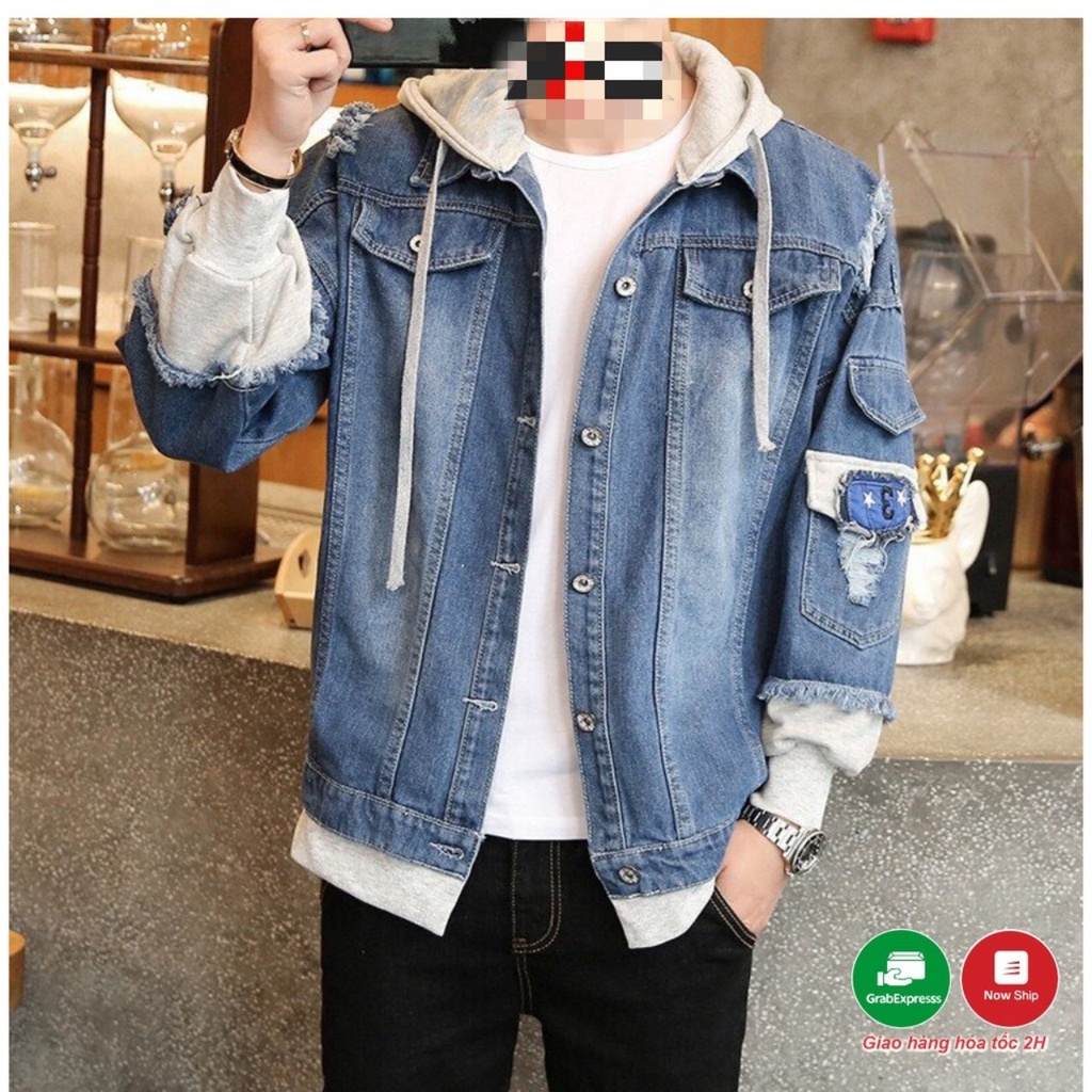 Áo Khoác Jean Nam Liền Mũ Có Nón Nam Nữ Đẹp Cao Cấp⚡️FREESHIP+ QUÀ TẶNG⚡️Áo Rin Xu hướng Hot hiện nay