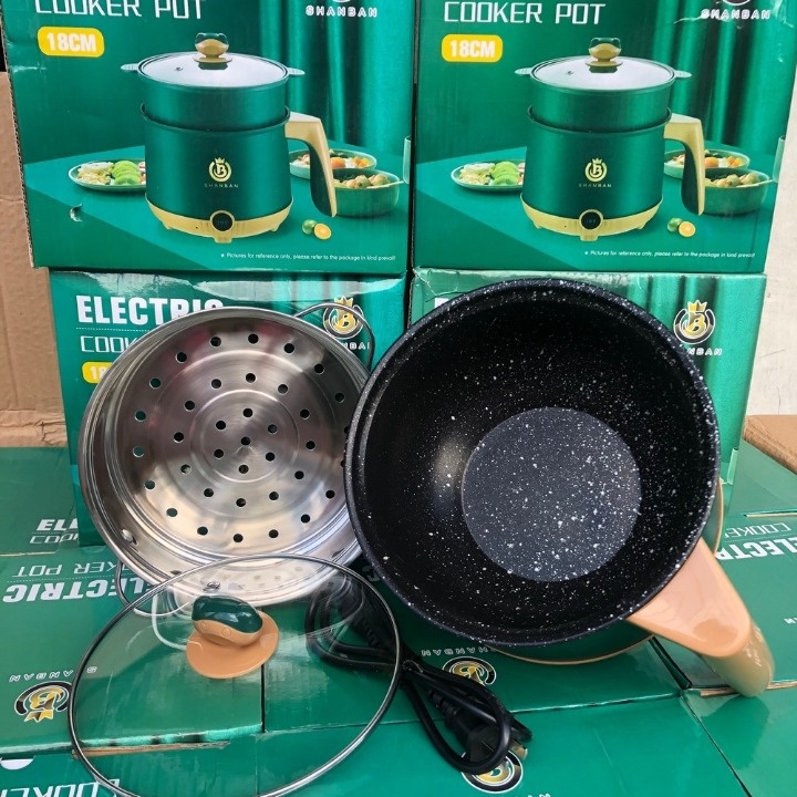 Nồi Lẩu Đa Năng Kèm Xửng Hấp Inox Chống Dính Shanban 1.8L