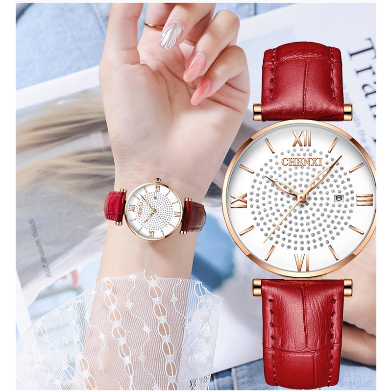 Đồng Hồ Đeo Tay Chexi Dây Da Chống Thấm Nước Sang Trọng Dành Cho Nữ