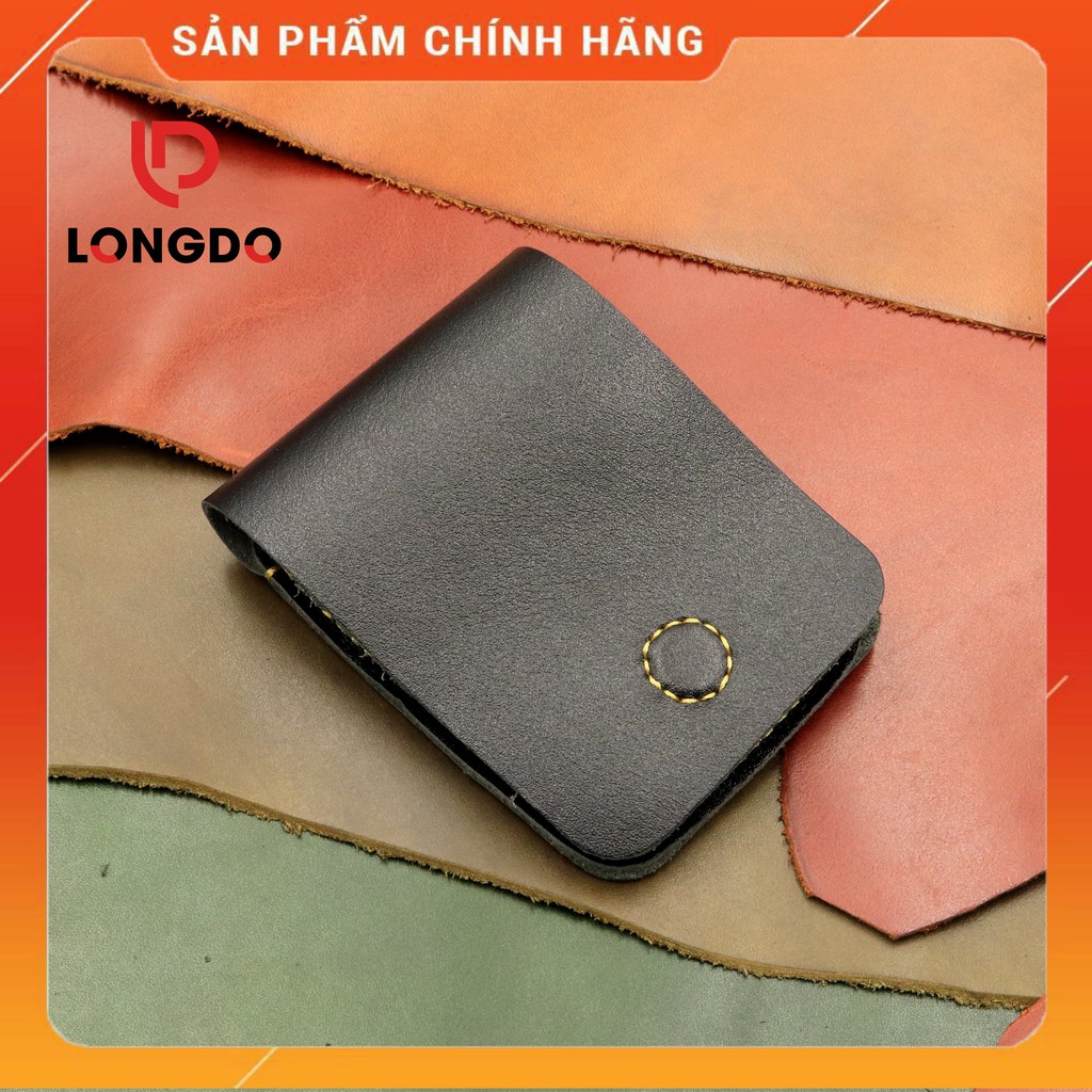 Ví Sen 3 Cao Cấp - Cam Kết 100% Da Bò Thật - Bóp Ví Nam Mini Màu Đen Hàng Chính Hãng Thương Hiệu Longdo Leather