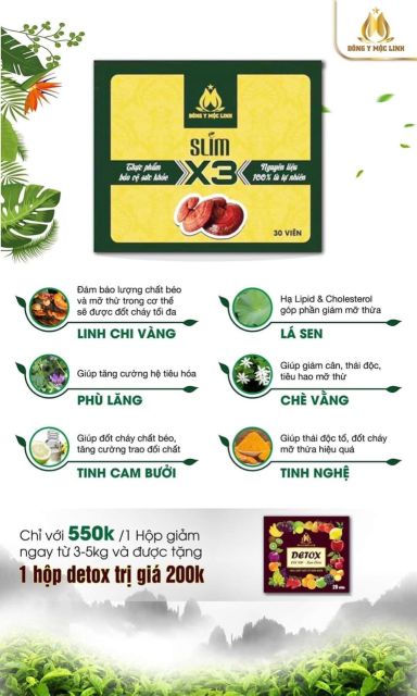 Combo 2 Hộp giảm cân đông y mộc linh tặng 40 VIÊN DETOX ĐÊM