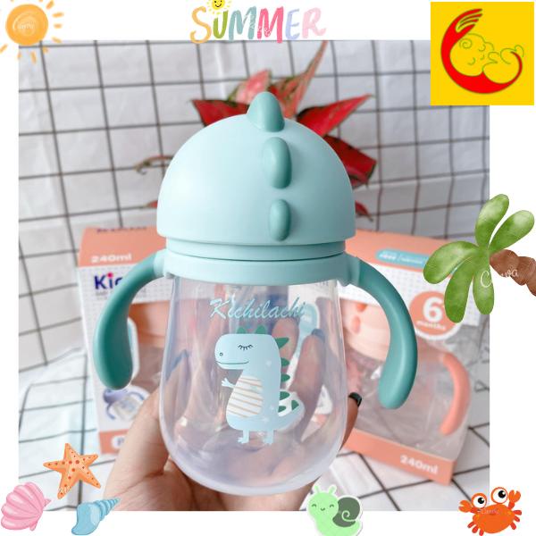 Bình tập uống nước chống sặc, Bình nước PP 240ml, chống đổ hình Khủng Long Kichilachi Kichi (Công nghệ Nhật)