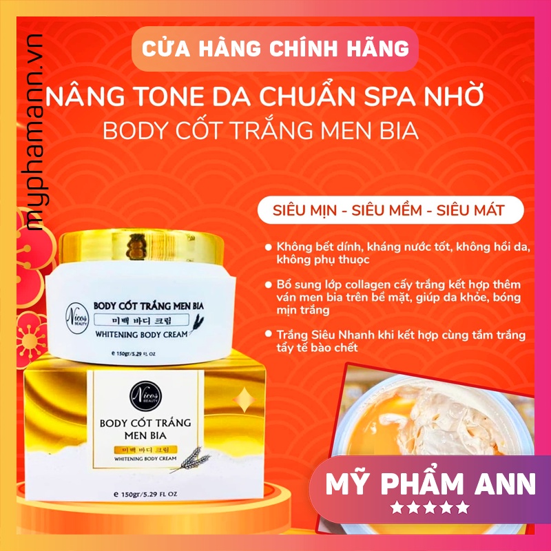 Combo Kem Body Men Bia Nicos + Kích Trắng Abutine 3C3 Thái Lan