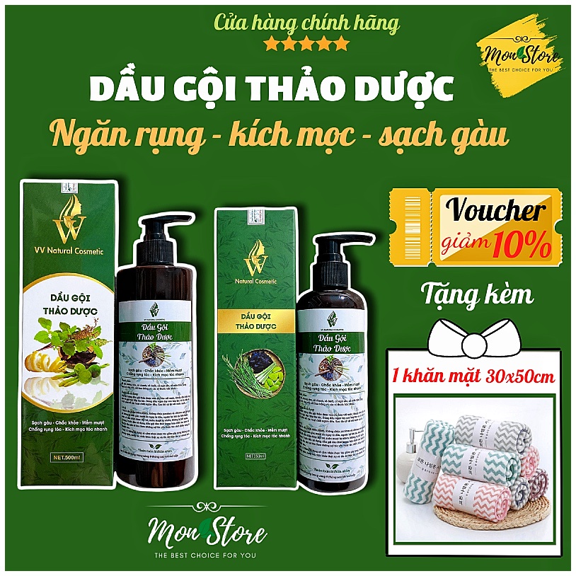 DẦU GỘI THẢO DƯỢC VV Natural Cosmetic giúp ngăn rụng tóc, sạch gàu ngứa, hỗ trợ mọc tóc nhanh, kiềm dầu chống bết