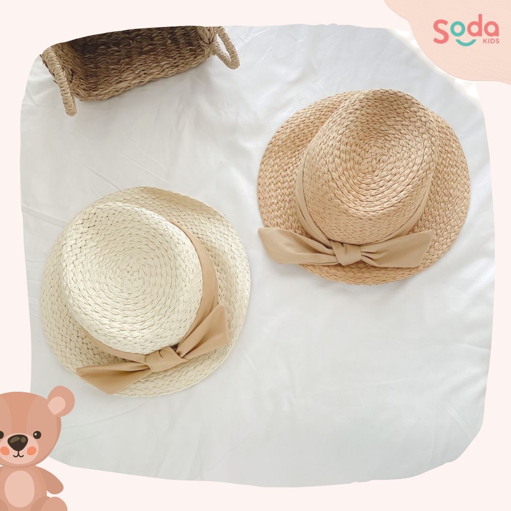 Mũ cói phớt buộc nơ 2 màu (Ảnh thật)