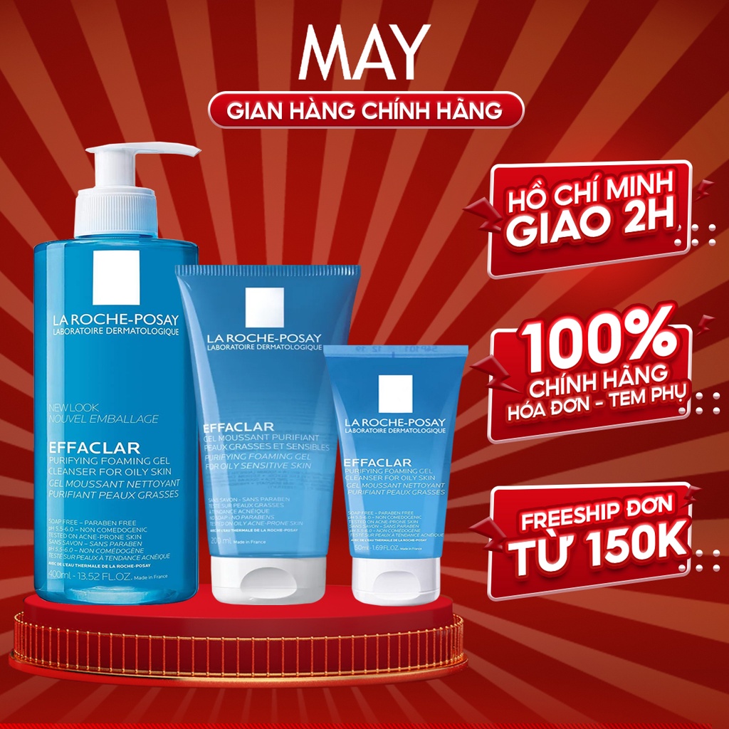 Gel Rửa Mặt Tạo Bọt La Roche-Posay Effaclar Foaming Gel Làm Sạch Dành Cho Da Dầu Nhạy Cảm (400ml/200ml/50ml)