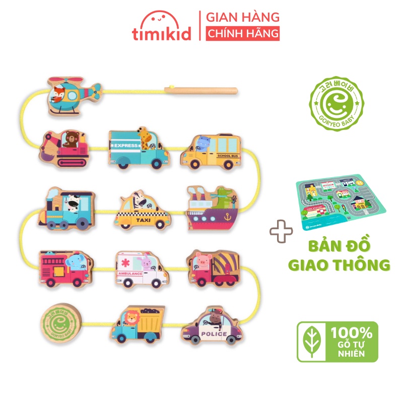Đồ Chơi Xâu Hạt Giao Thông Xếp Hình Thành Phố Goryeo Baby Bằng Gỗ - Đồ Chơi Giáo Dục Mầm Non Cho Bé - Timikid