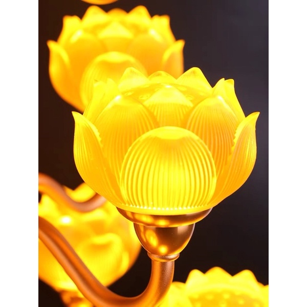 CÂY ĐÈN LED HOA SEN LƯU LY THỜ CÚNG TRANG TRÍ