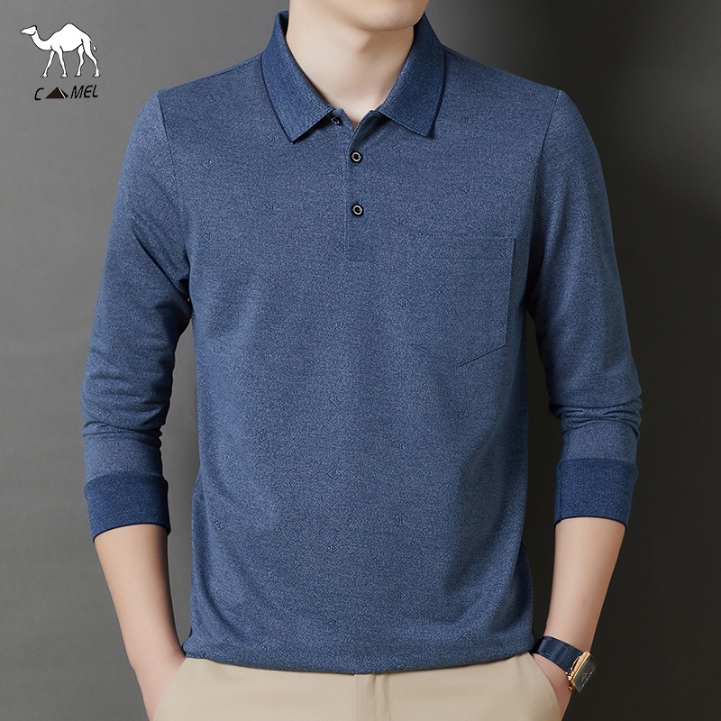 Áo thun polo tay dài màu trơn thời trang thu đông cho nam