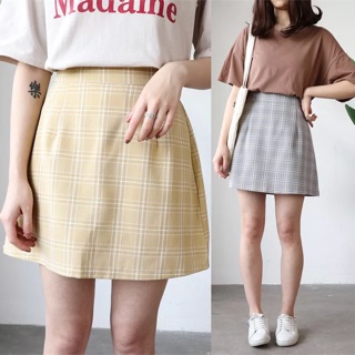 Chân váy kẻ ullzang dáng A pastel ( có ảnh thật )