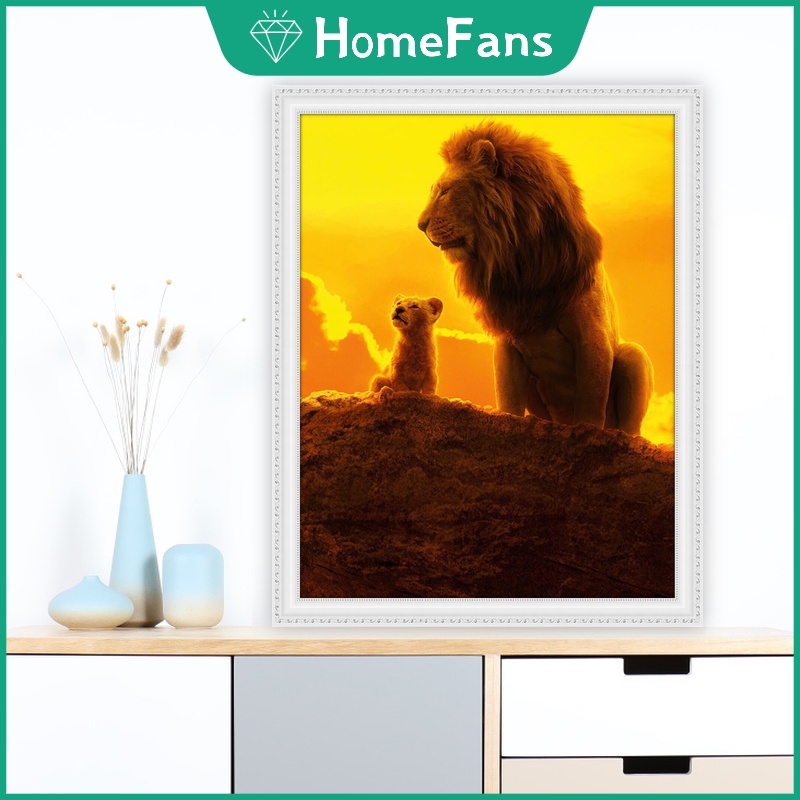 Bộ Tranh Đính Đá 5D Tự Làm Hình Vua Sư Tử 40x50cm Trang Trí Nhà Cửa