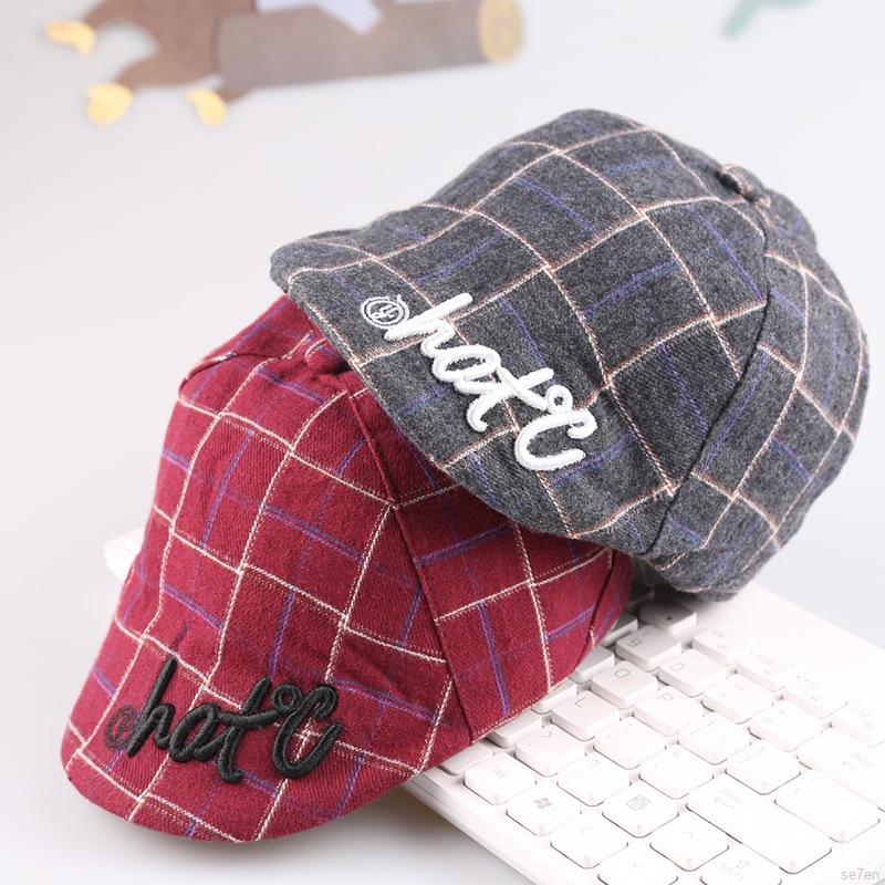 Mũ Nồi Hoạ Tiết Sọc Ca Rô Phong Cách Retro Cho Bé 2-5 Tuổi