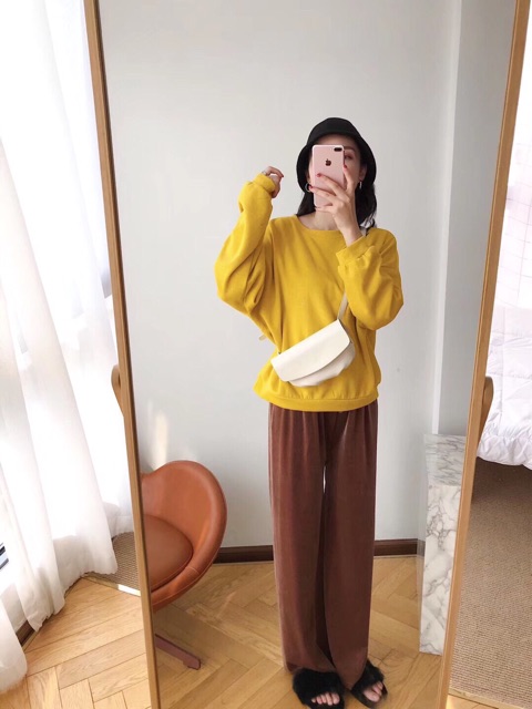 Quần nhung ống suông cạp chun | BigBuy360 - bigbuy360.vn