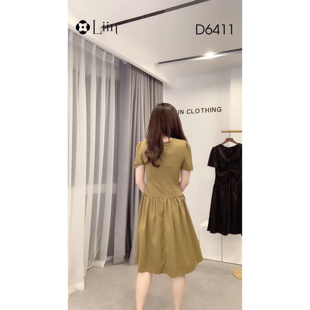 Đầm nữ dáng suông Cúc Bọc ngắn tay ôm body tôn dáng phong cách thời thượng Liin Clothing D6411 | BigBuy360 - bigbuy360.vn