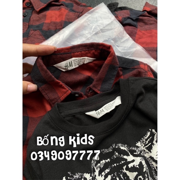 Set 2 Áo Bé Trai Sơ Mi Kèm Áo Thun Hô Đỏ/Đen HaM