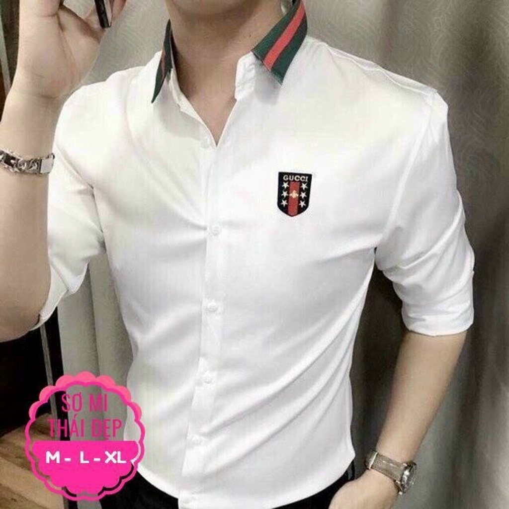 Áo sơ mi nam tay dài, phong cách Hàn Quốc Form Slimfit Body Chất Cotton Lụa Không Nhăn
