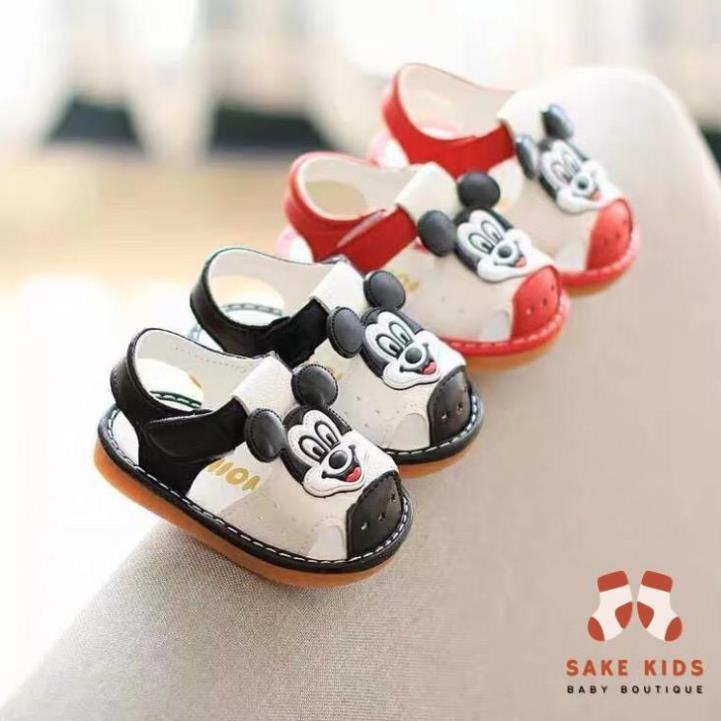 Dép Sandal cho bé trai bé gái - Dép sandal tập đi có hình Mickey có còi quai dán dễ thương phong cách Hàn Quốc B802