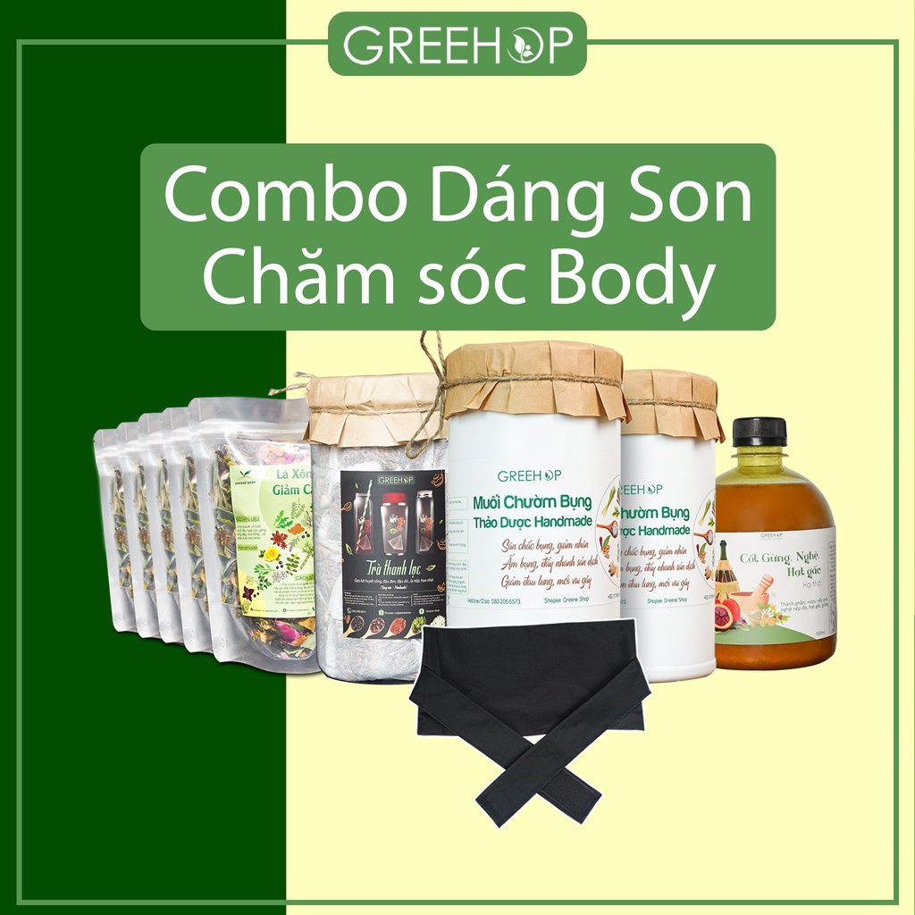 Trọn bộ “DÁNG SON” chăm sóc body, giảm eo, xông thảo dược, trà thanh lọc (Tặng kèm thước dây đo)