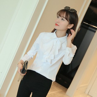 Mới Áo Sơ Mi Chiffon Tay Dài Cổ Bẻ Dáng Ôm Thời Trang Công Sở Thanh Lịch Cho Nữ