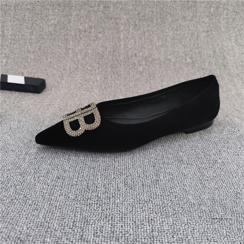 Giày Búp Bê Mũi Nhọn Đế Mềm Đính Đá Trang Trí Sang Trọng Dễ Phối Đồ Thời Trang 2024 Phong Cách Công Sở Size 33-4