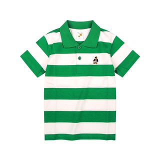 Áo thun cổ polo kẻ ngang A005-xanh lá kẻ to bé từ 1-8T