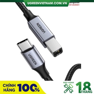 Cáp máy in USB Type-C to USB Type-B bọc dù Ugreen 80805/80807/80805 cao cấp