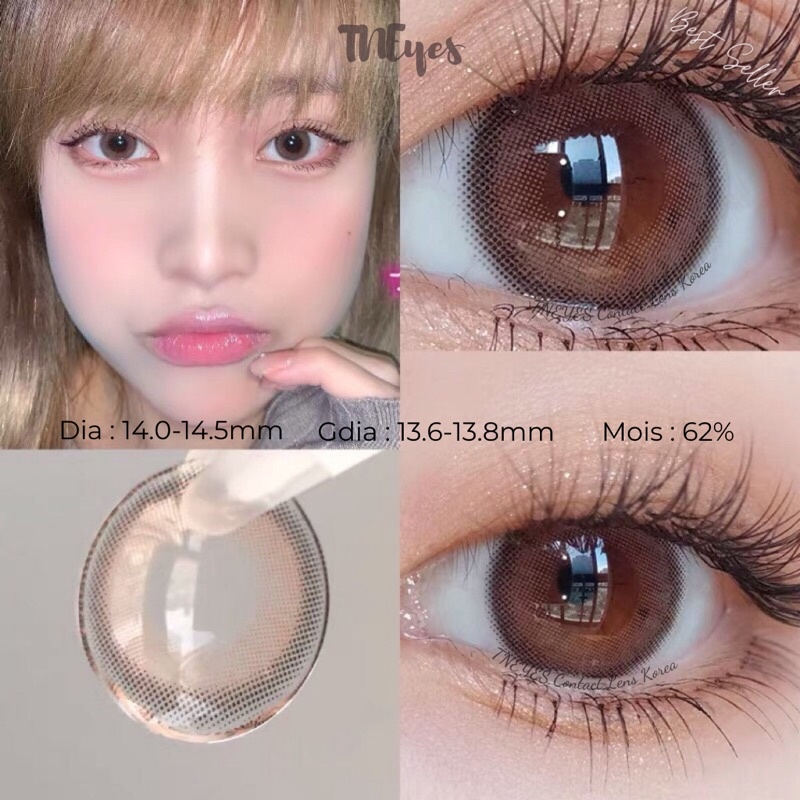 Lens Kính Áp Tròng Nâu Tự Nhiên trong trẻo 0-6 độ TNEYES