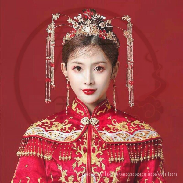 Vương miện cài tóc 48h đính tua rua phong cách cổ điển cho cô dâu