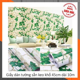 [mua3giam5k] 10m giấy dán tường dây leo giả gạch trắng