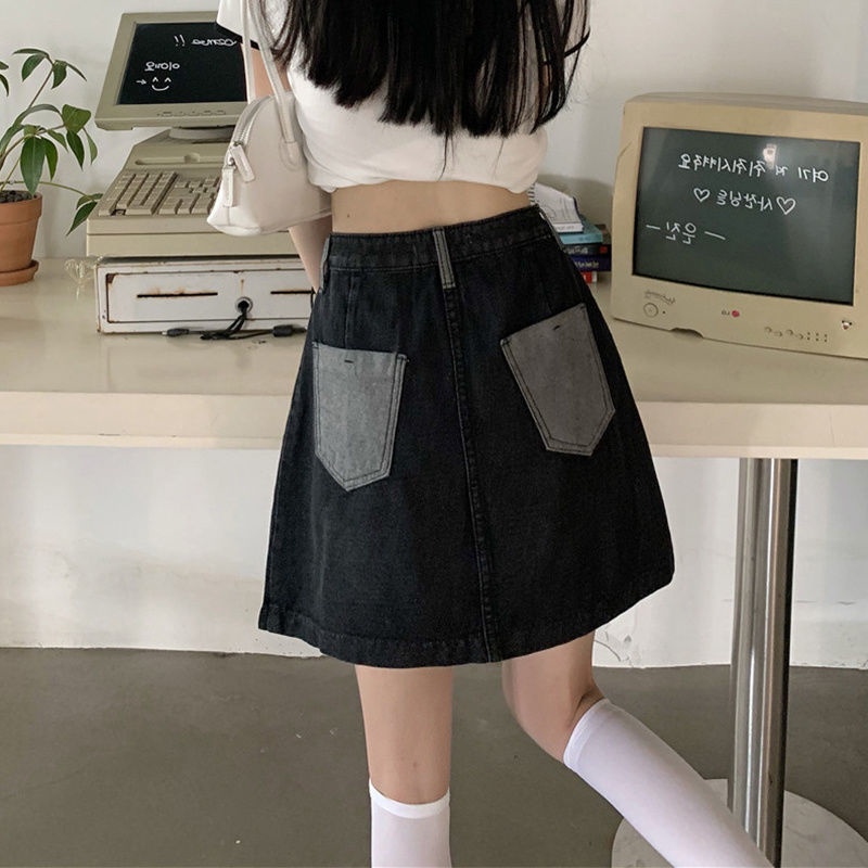 Chân váy jean Dáng Ngắn Lệch Tà Kiểu Hàn Quốc Dễ Phối Đồ Cho Nữ