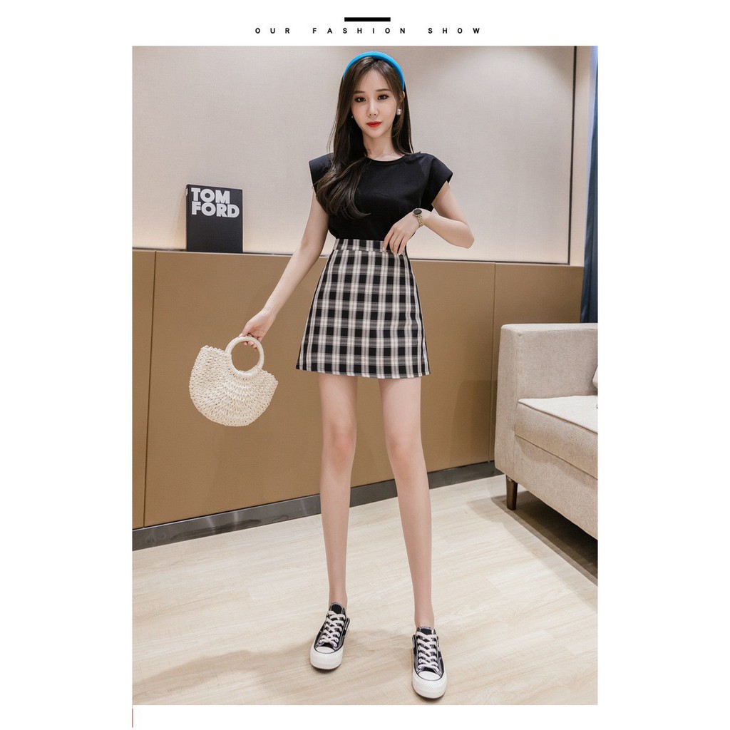 [Chân váy] [Chân váy chữ a] [Chân váy ngắn] Chân Váy Chữ A Công Sở Lưng Cao Kẻ Sọc Caro Thời Trang - Chân Váy Nữ MOMOTO | BigBuy360 - bigbuy360.vn