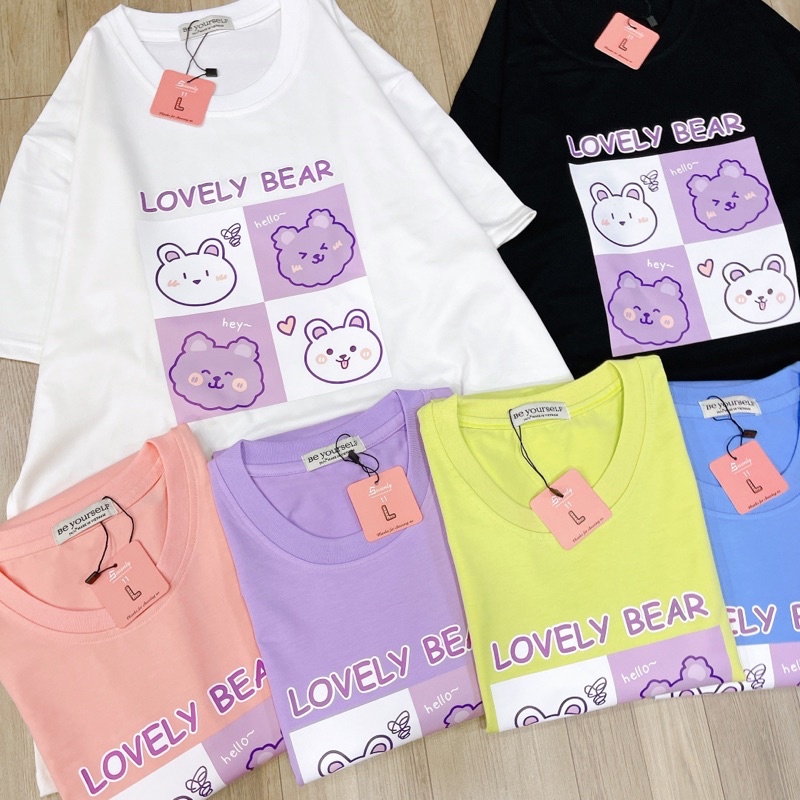 Áo Thun PHÔNG NAM NỮ UNISEX in GẤU LOVELY BEAR CUTE DỄ THƯƠNG - Hình chụp thật